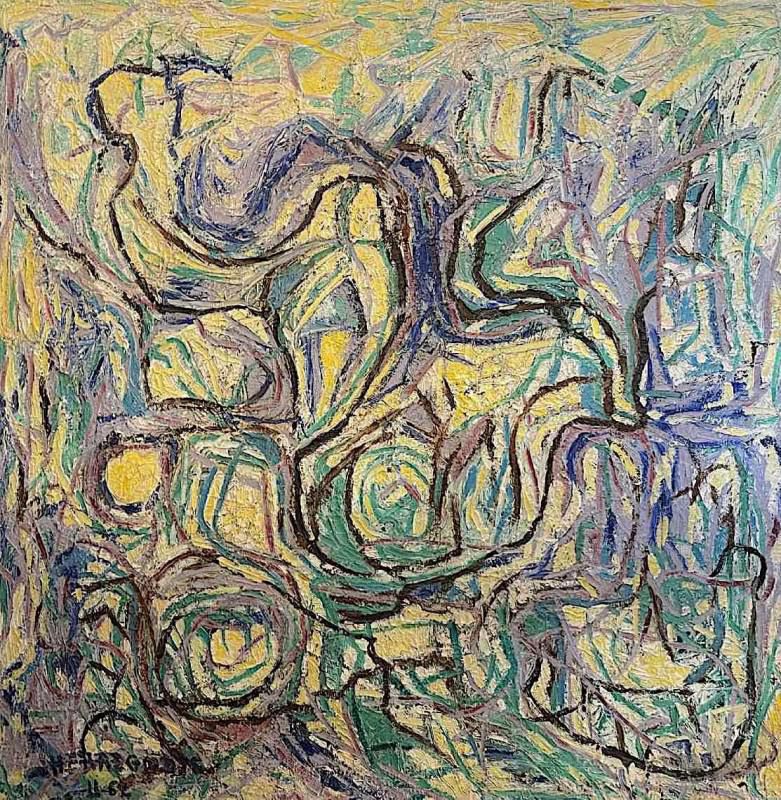 Urbain Herregodts, Abstracte Compositie, 1962, Olieverf Op Paneel