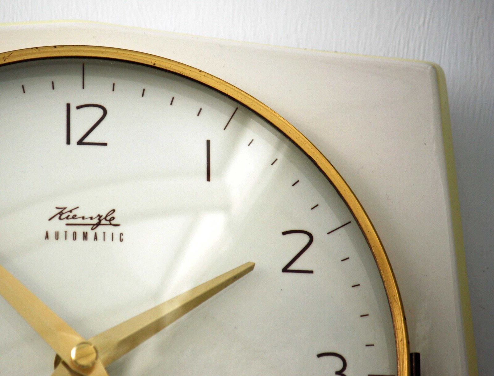 Vintage Kienzle Wall Clock 22cm Ceramic Retro Style Mid Century Style Antique White Yellow Clock Gift Off The Wall Clocks photo for sale