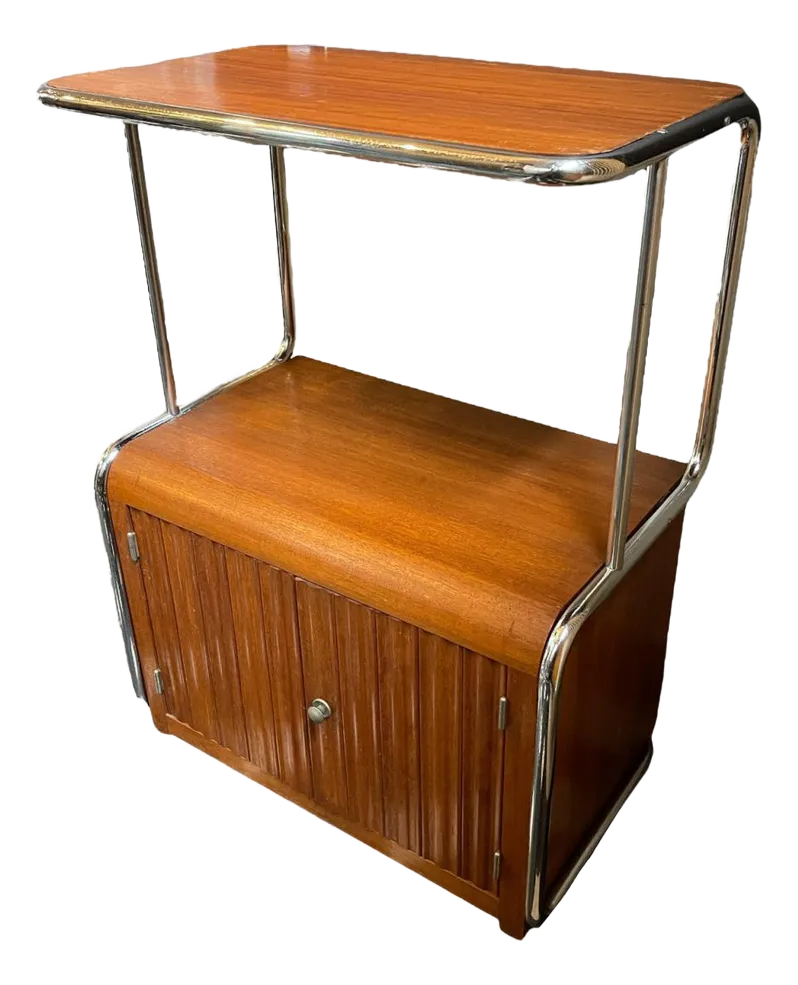 Modernistisch Art Deco Bauhaus Buisstaal En Hout Dressoir, 1930