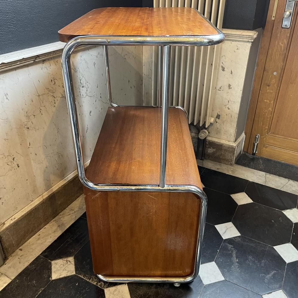 Modernistisch Art Deco Bauhaus Buisstaal En Hout Dressoir, 1930 photo Meubels
