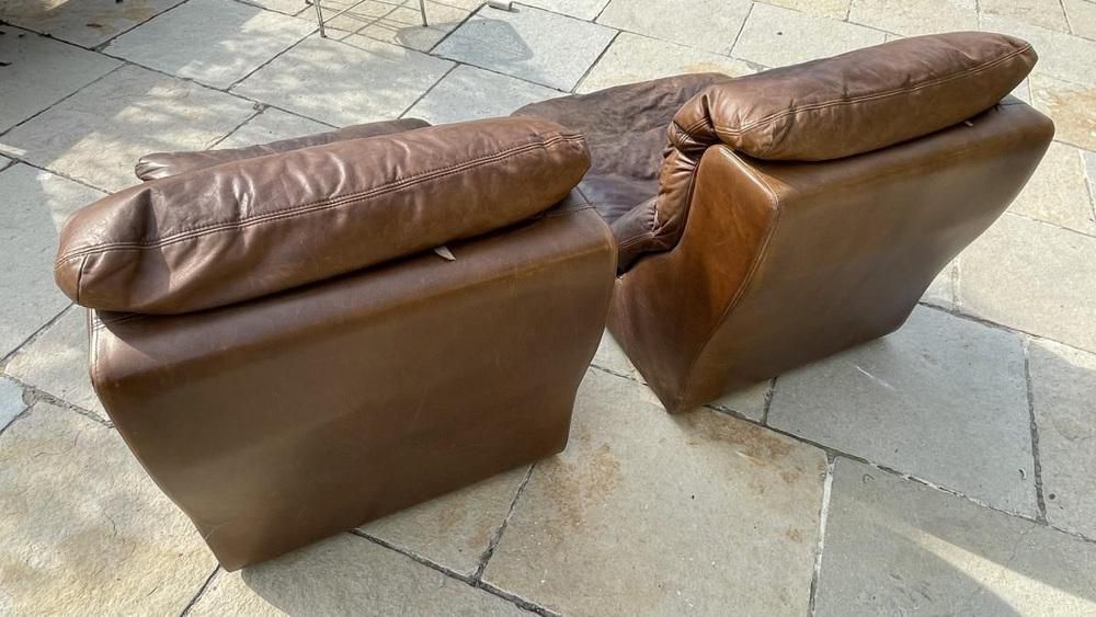Set Of Vintage Leather Armchairs From De Sede, 1970s photo buy