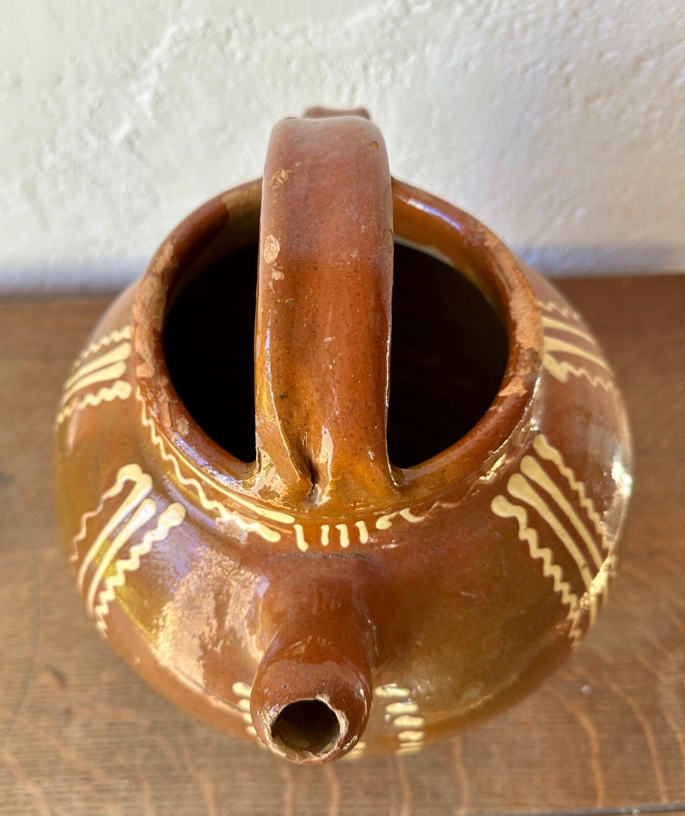 Large Antique French Terracotta Gargoulette Jug Pitcher Saône Slipware 19thc photo buy