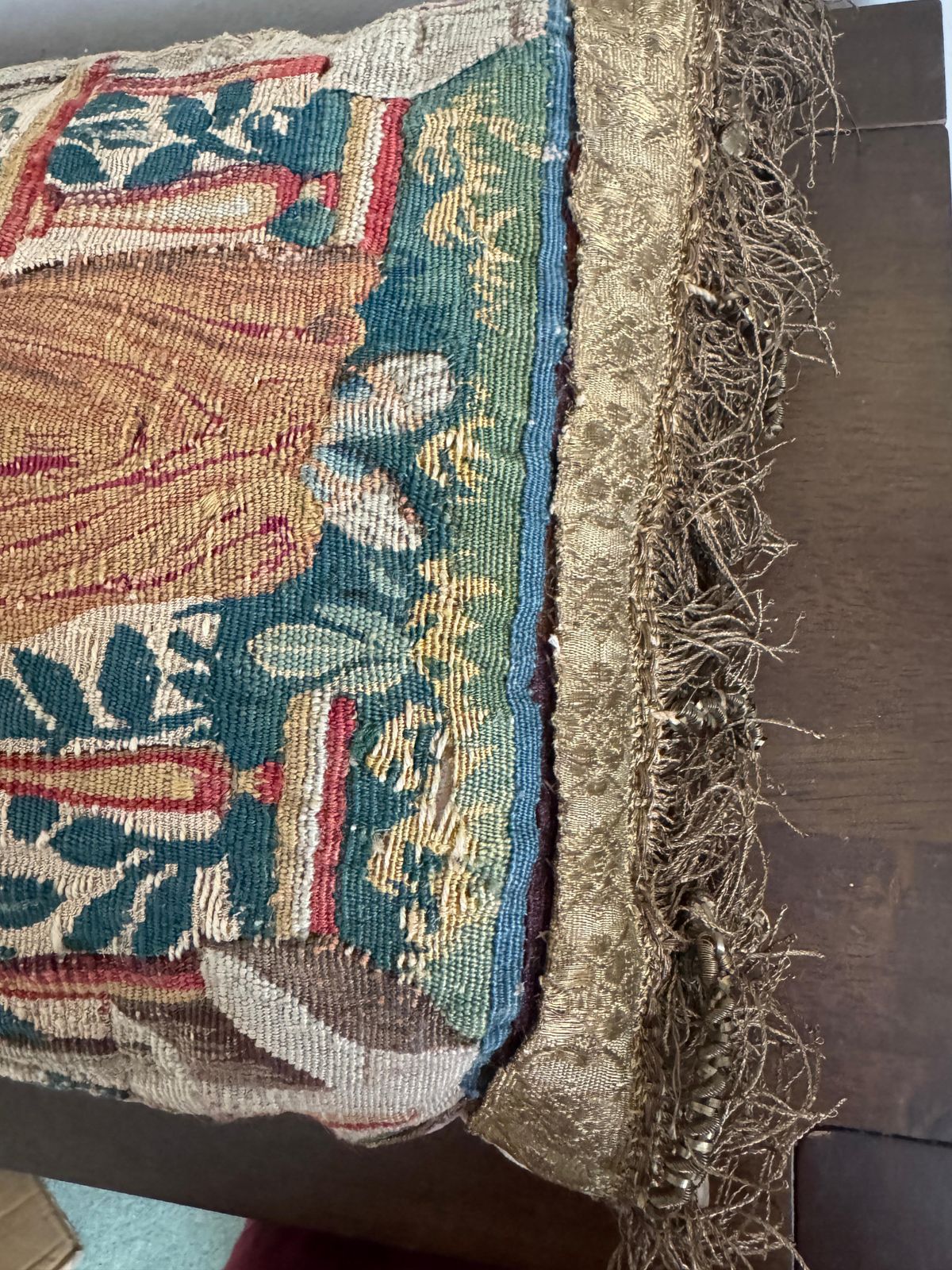 photo furniture 17th Century Pair Of Flemish Tapestry Fragment Pillows