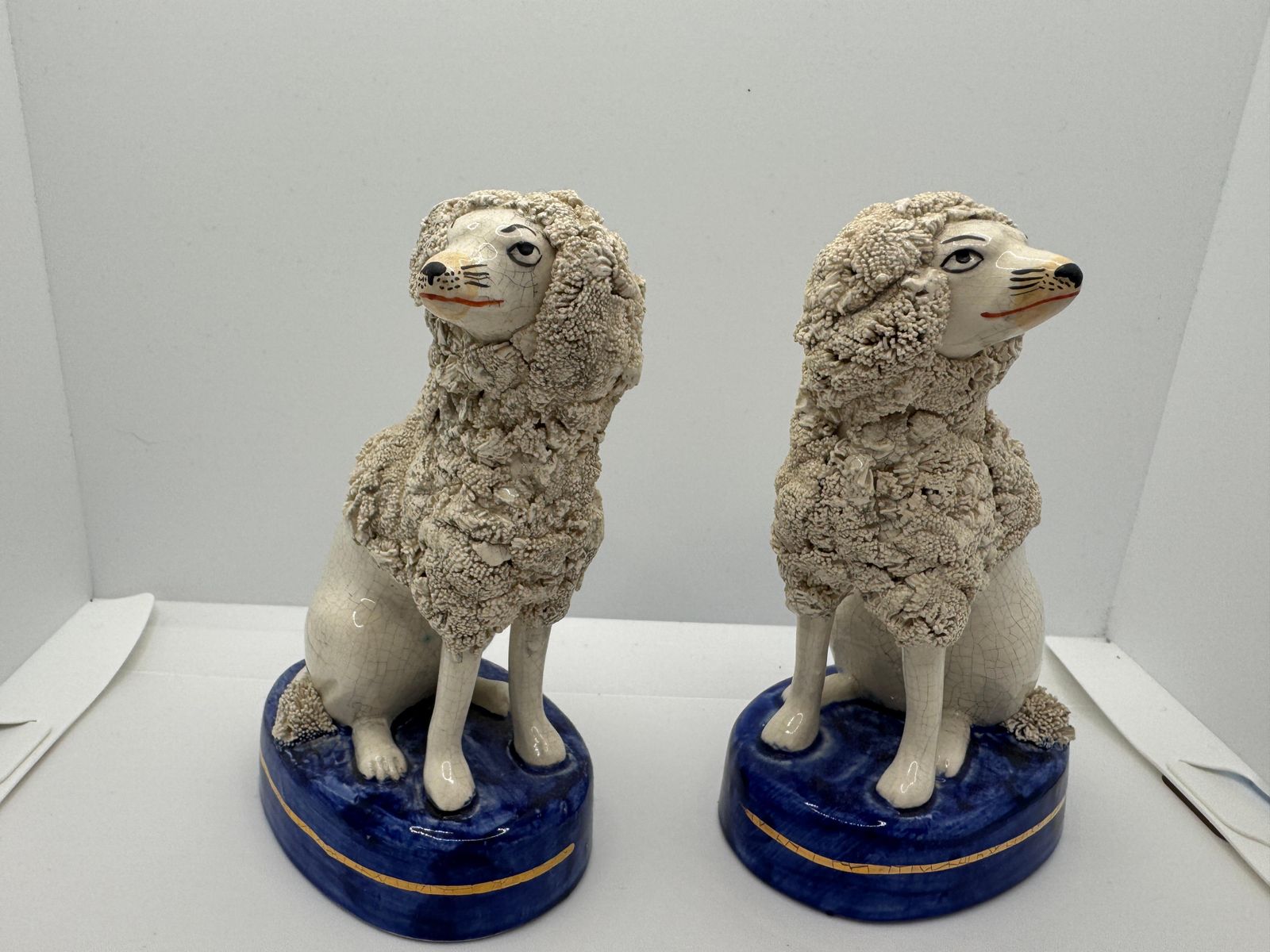 Pair Of Vintage Staffordshire Poodles , Circa 1960's photo furniture