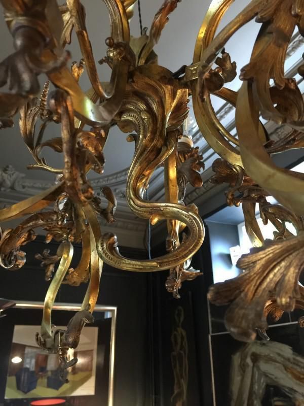 Louis XV Bronzen Kroonluchter, Jaren 1870 photo vinterior