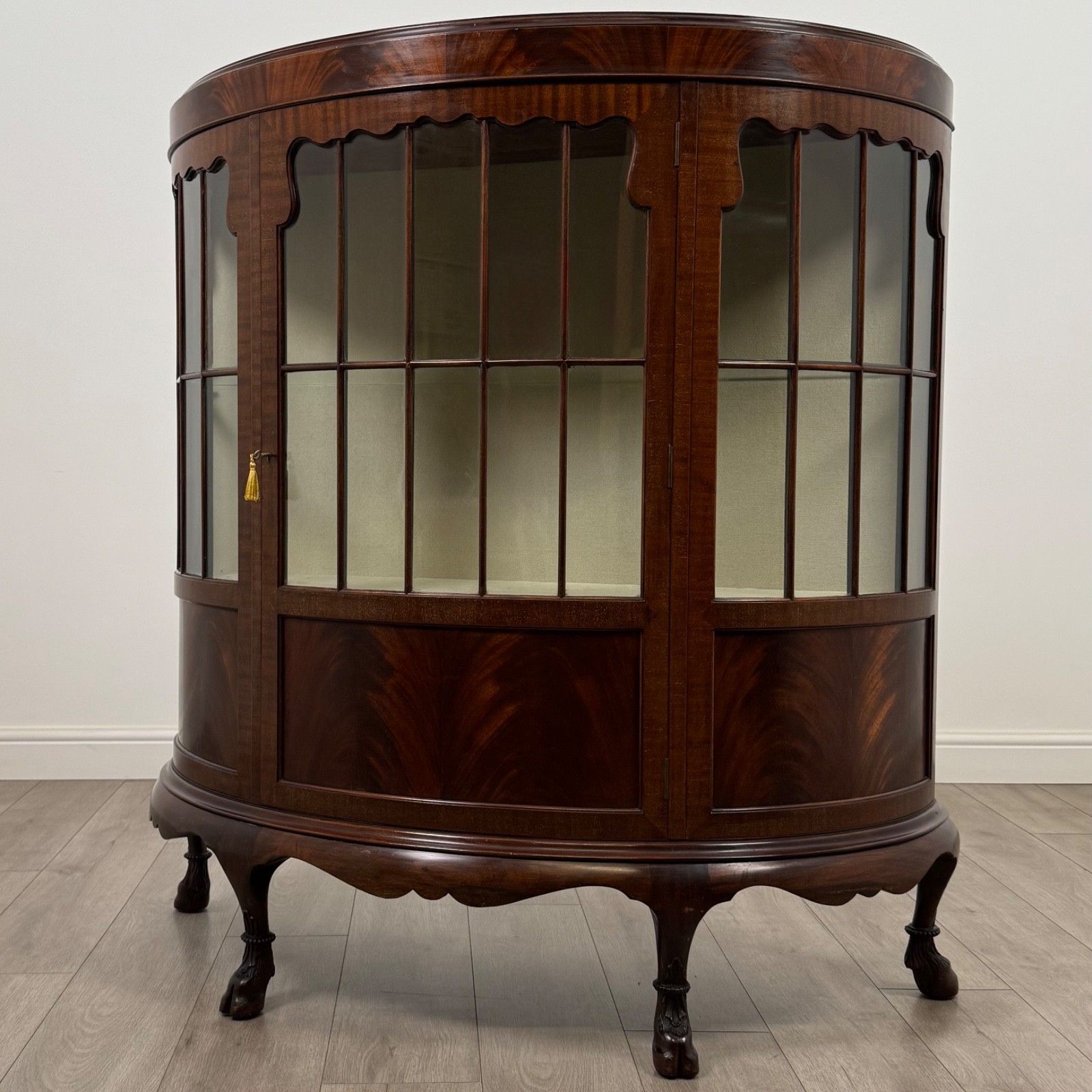 Antique 20th Century Demi Lune Display Cabinet In Mahogany photo for sale