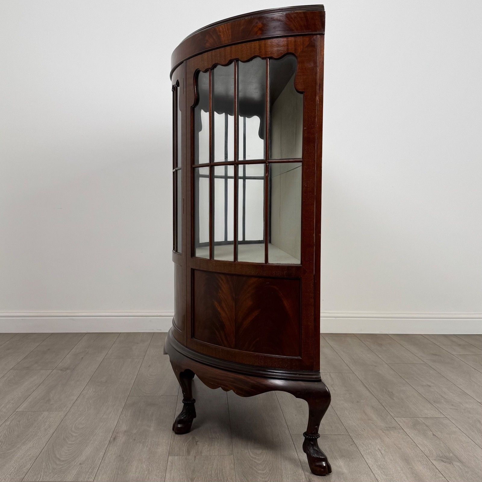 Antique 20th Century Demi Lune Display Cabinet In Mahogany photo Furniture