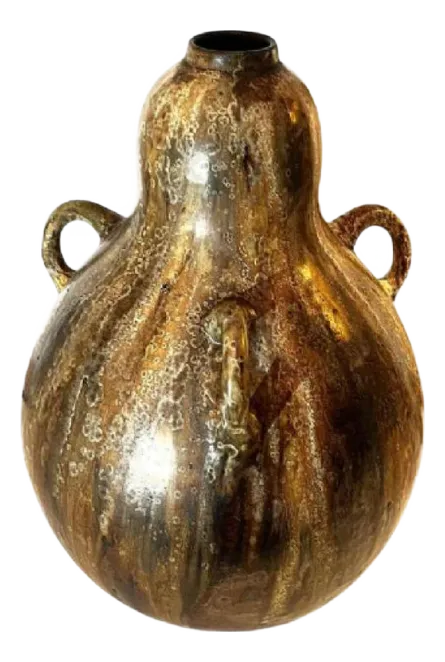 Vintage Art Nouveau Colocynth Vaas Met Drie Handvatten Van Roger Guerin, 1920