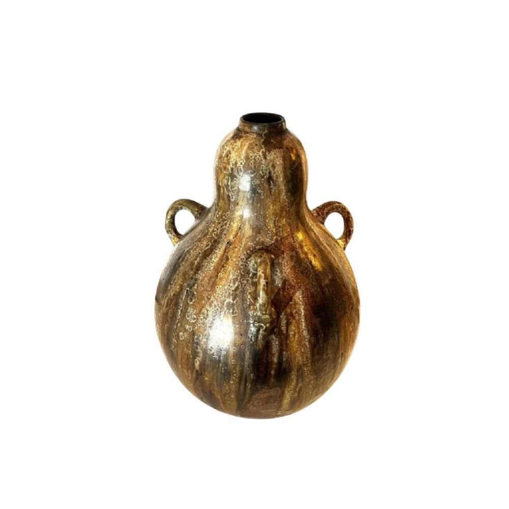photo vintage Vintage Art Nouveau Colocynth Vase With Three Handles By Roger Guerin, 1920