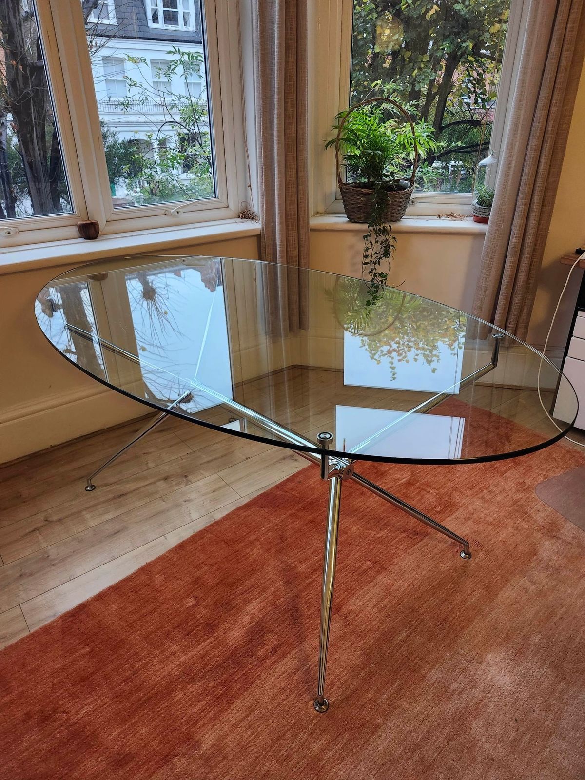 Designer Italian Glass And Chrome Legs   4 6 Person   Dining Table photo furniture