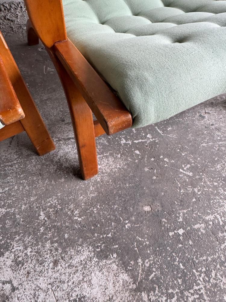 photo for sale Set Of Vintage Lounge Chairs With Mint Green Cushions