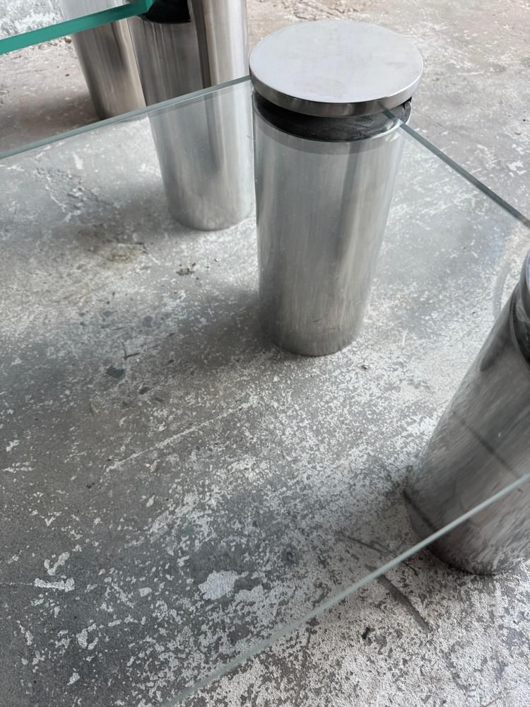 Modern Coffee Tables With Cylindrical Steel Legs, 1980s, Set Of 2 photo 701.0