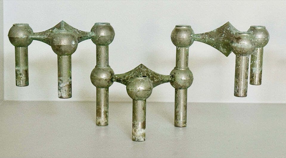 1960s German Brutalist Bmf Nagel Stackable Tarnished & Oxidised Chrome Candle Holders By Fritz Nagel And Ceasar Stoffi photo furniture