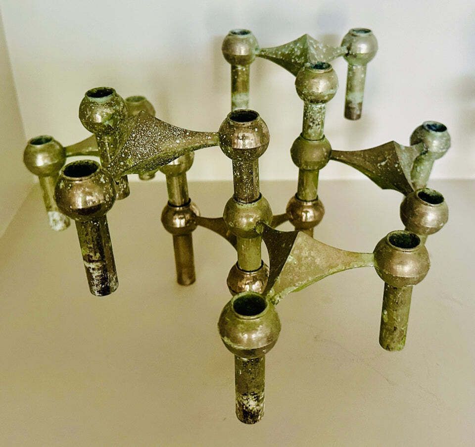 photo furniture 1960s German Brutalist Bmf Nagel Stackable Tarnished & Oxidised Chrome Candle Holders By Fritz Nagel And Ceasar Stoffi