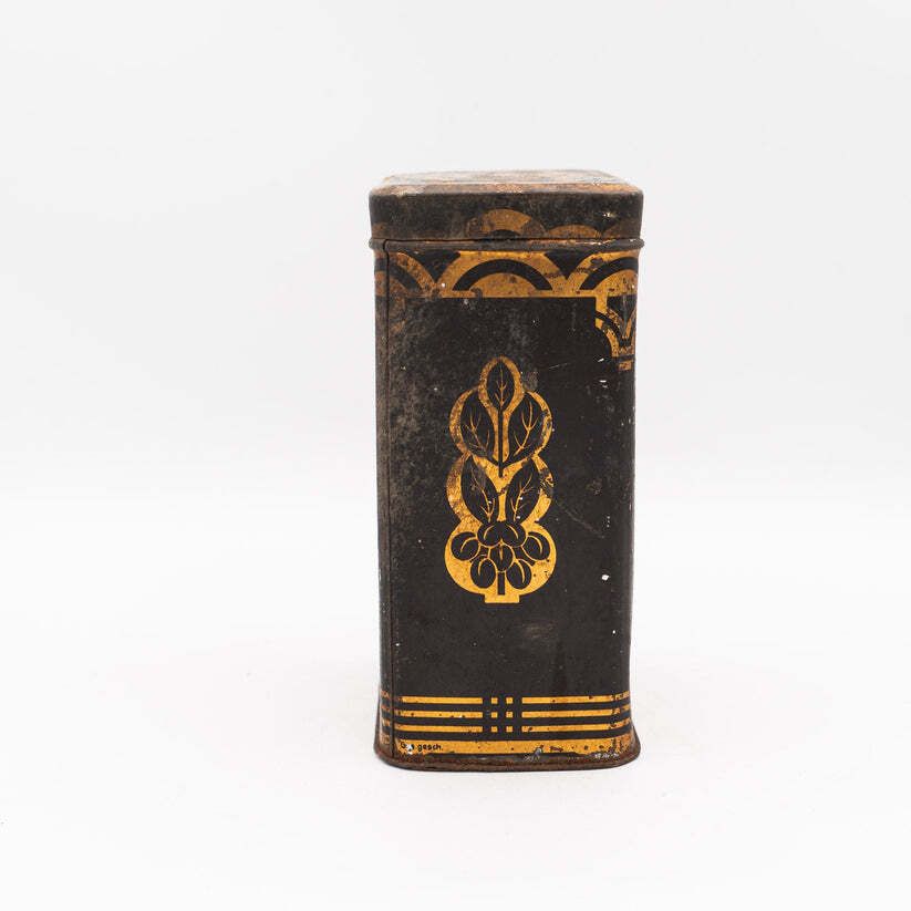 Lehmann Kaffee Advertising Tin, Leipzig   Black & Gold   1940s–50s photo vintage