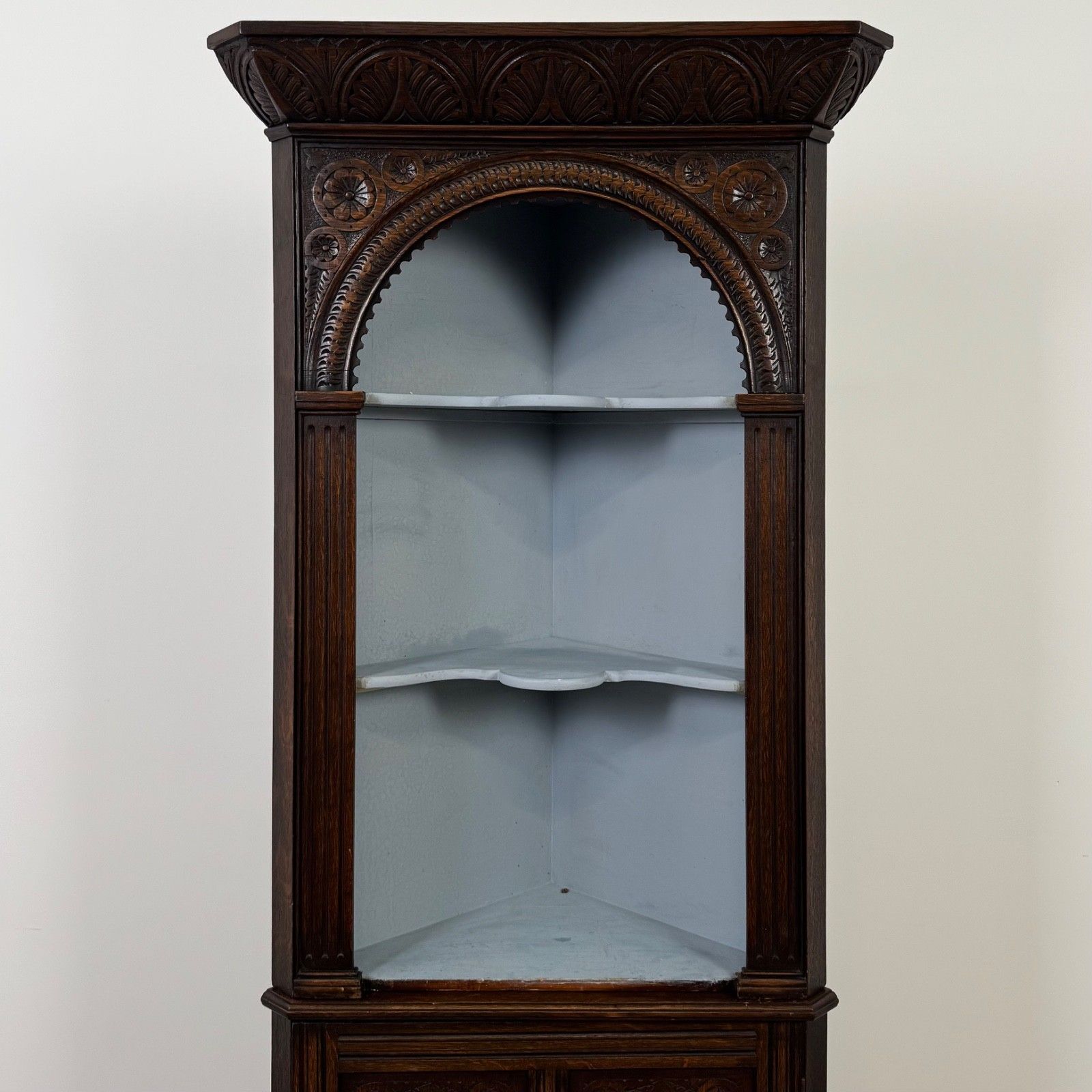 Antique 20th Century Fine Quality Carved Oak Corner Cabinet photo Furniture