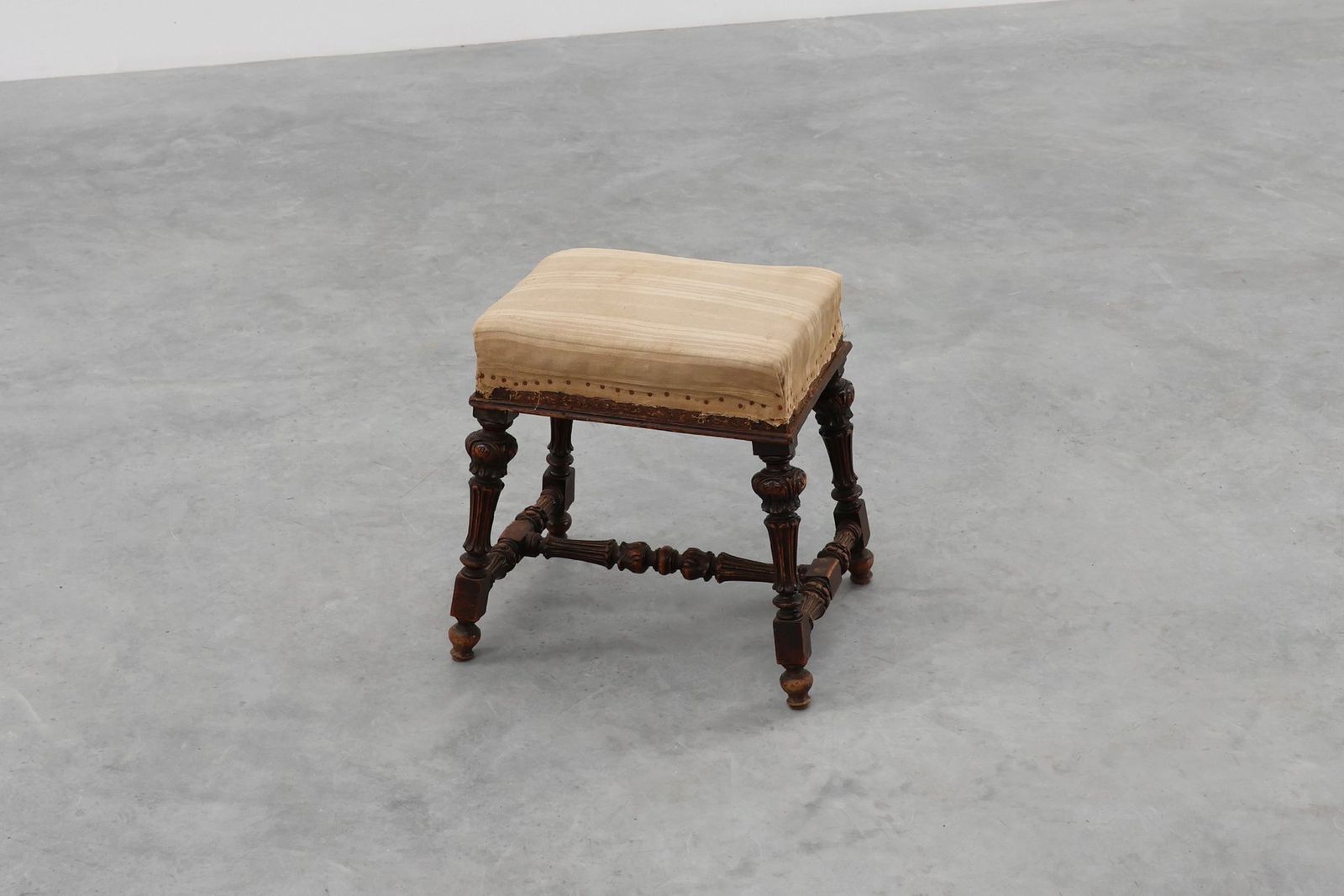 19th Century Louis XV Baroque Oak Stool, France photo vintage