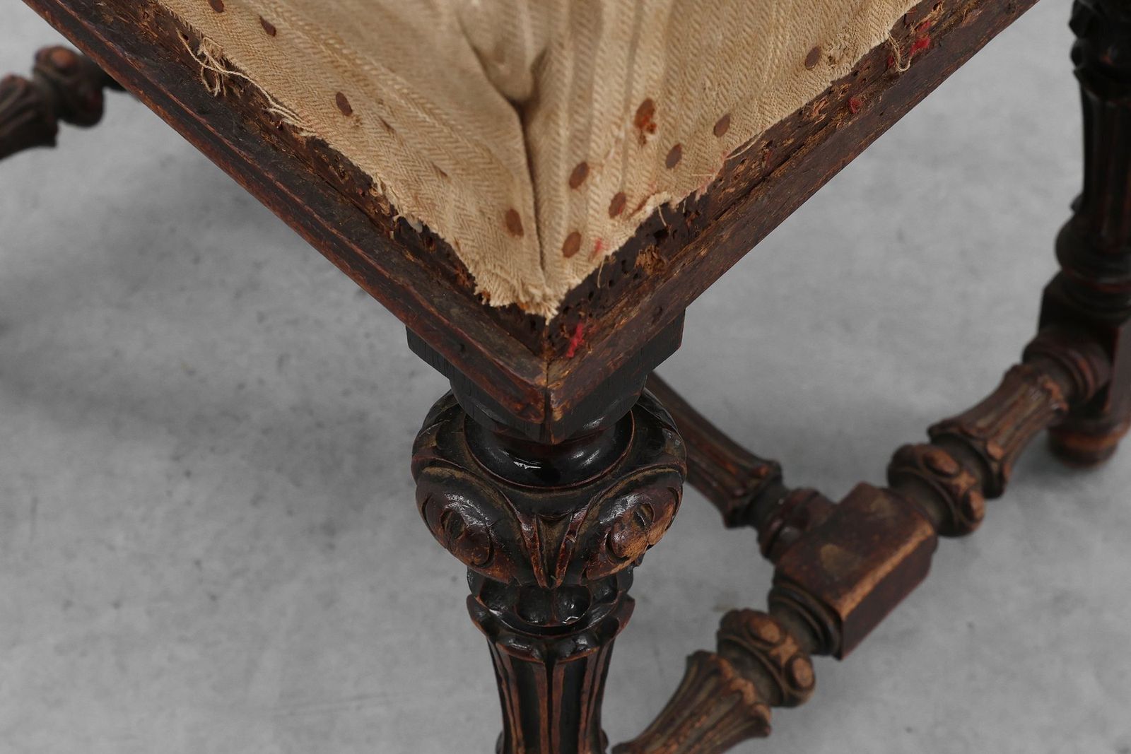 1535.0 19th Century Louis XV Baroque Oak Stool, France photo