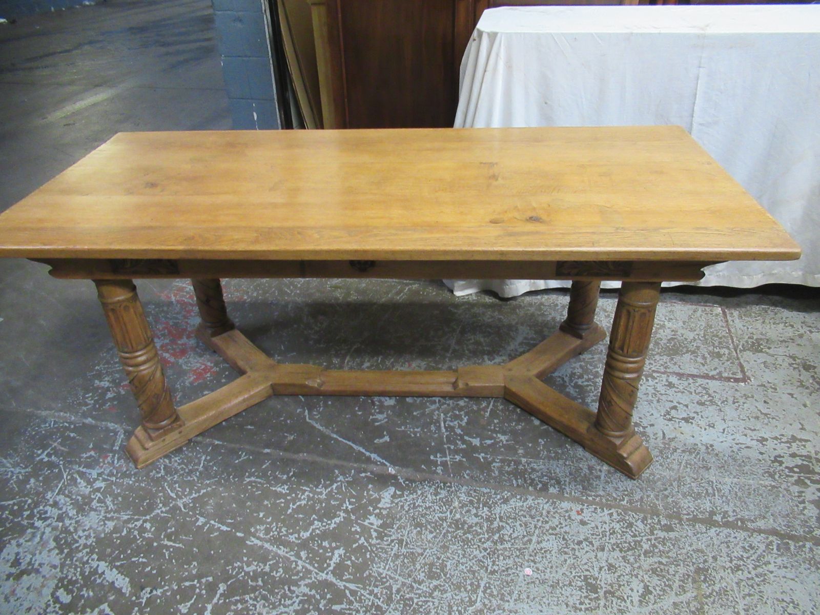 photo for sale Large Light Oak 1920  Refectory    Dining Table .