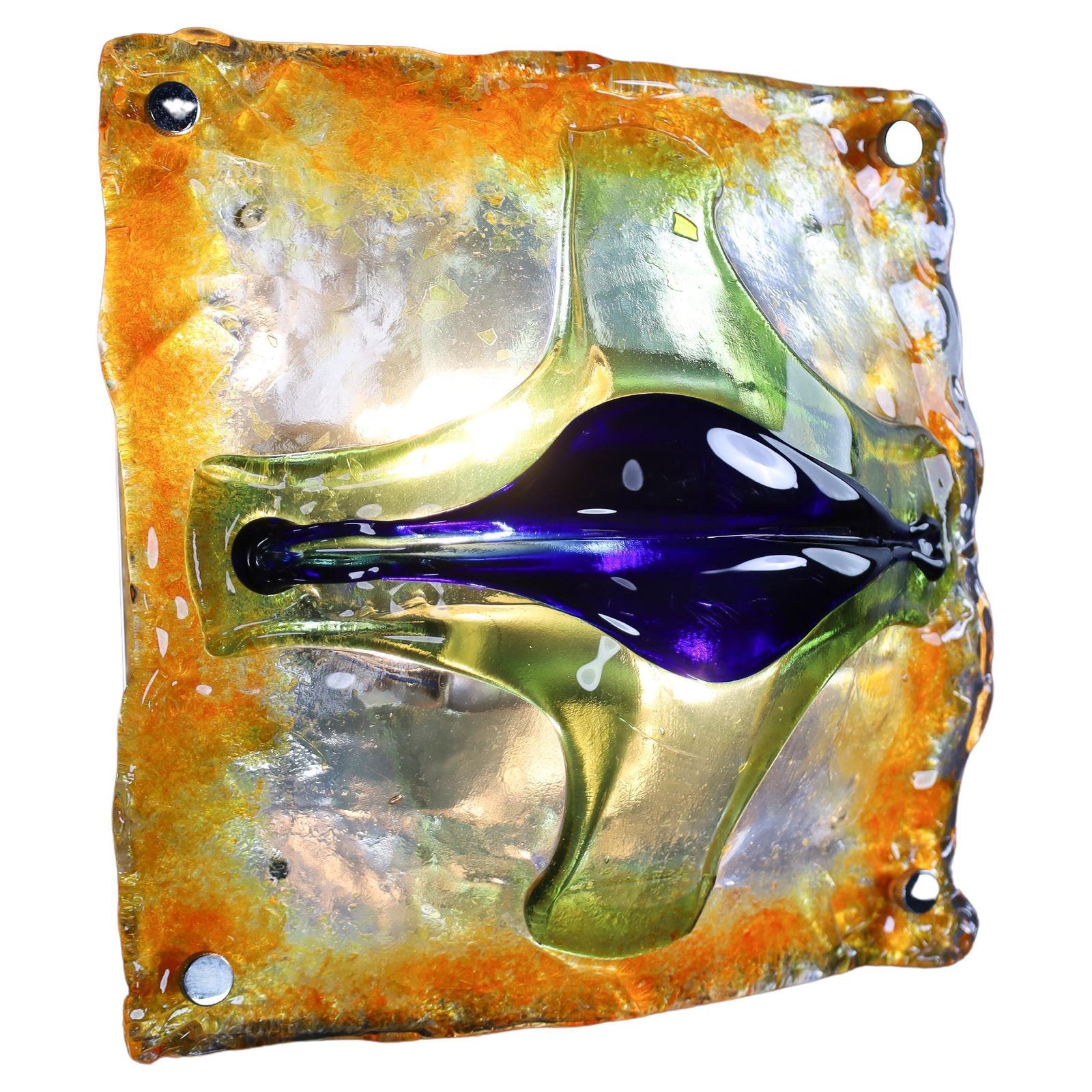 Mid Century Glass  Art Wall Lights By Tony Zuccheri For Mazzega, Italy 1960s