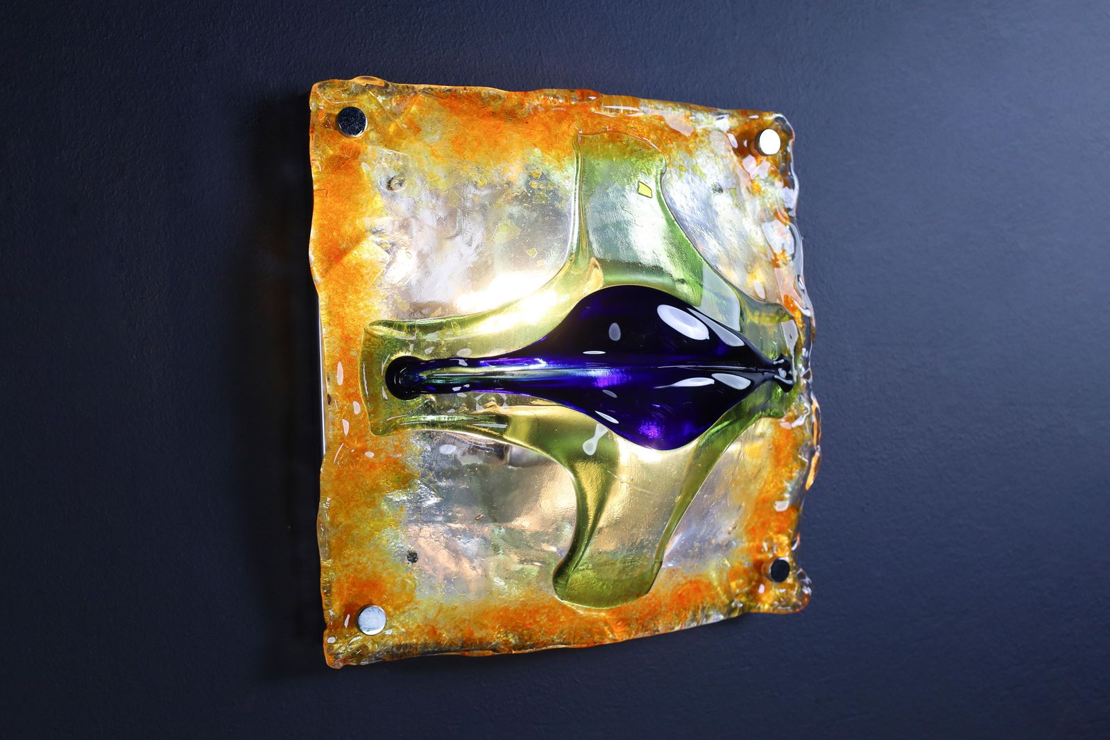 Mid Century Glass  Art Wall Lights By Tony Zuccheri For Mazzega, Italy 1960s photo vinterior