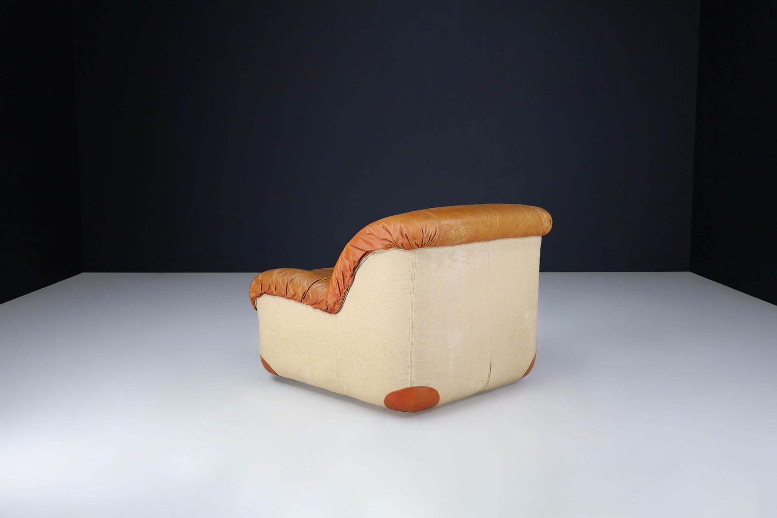 photo for sale Mid Century Modern Lounge Chairs By Guido Faleschini In Patinated Cognac Leather