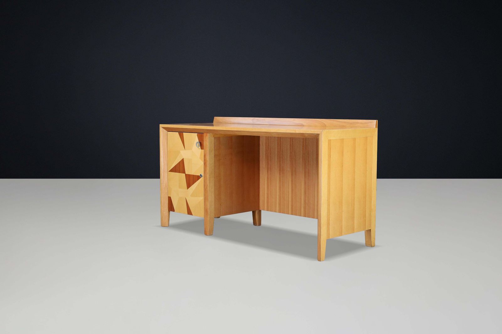 Giovanni Michelucci Geometric Inlaid Wood Desk, Italy, 1970s photo 5813.0