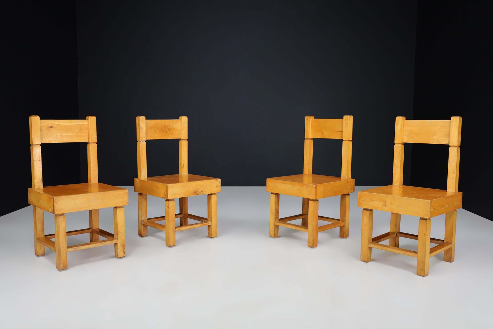 Set Of Four Mid Century Beechwood Chairs, France, 1950s. photo furniture