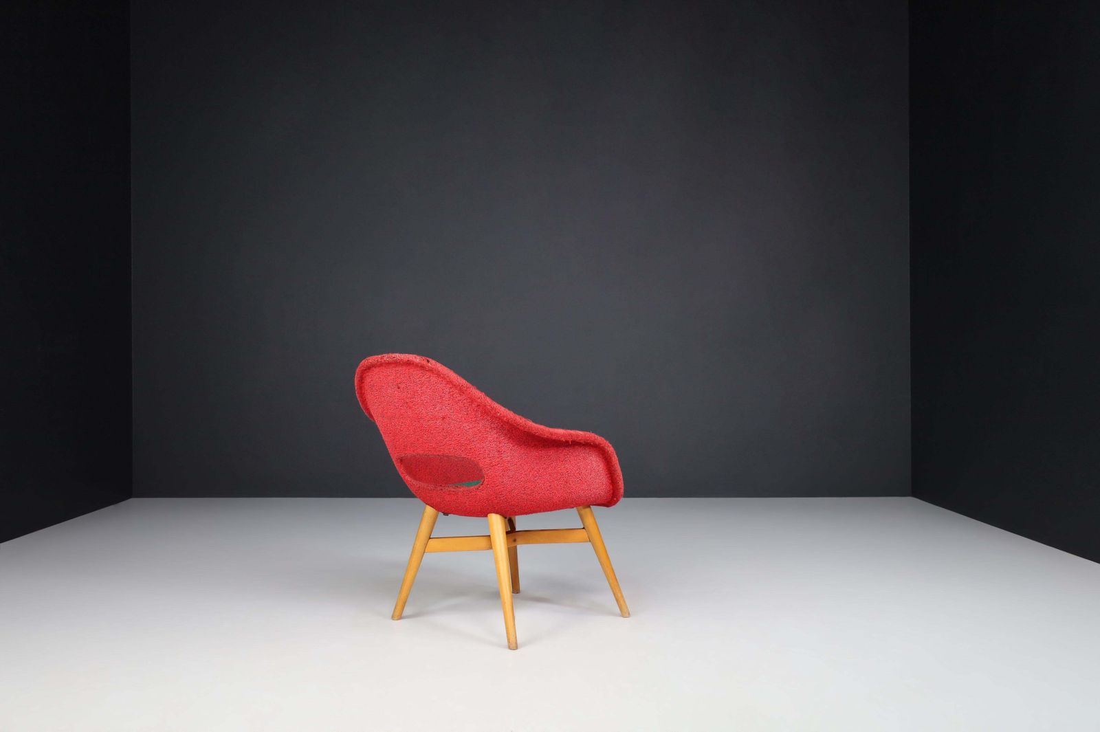 Miroslav Navratil Easy Chairs In Original Red And Green Fabric, 1960. photo vinterior