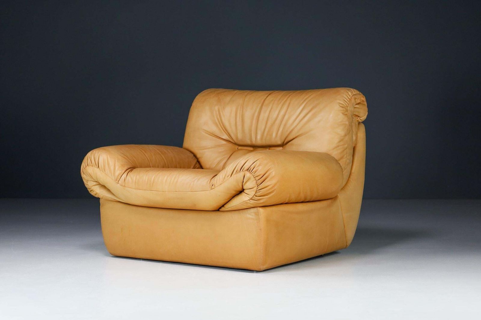 Karl Wittmann Lounge Chair Cognac Brown Leather, By Bruno Egger, Austria, 1971 photo furniture