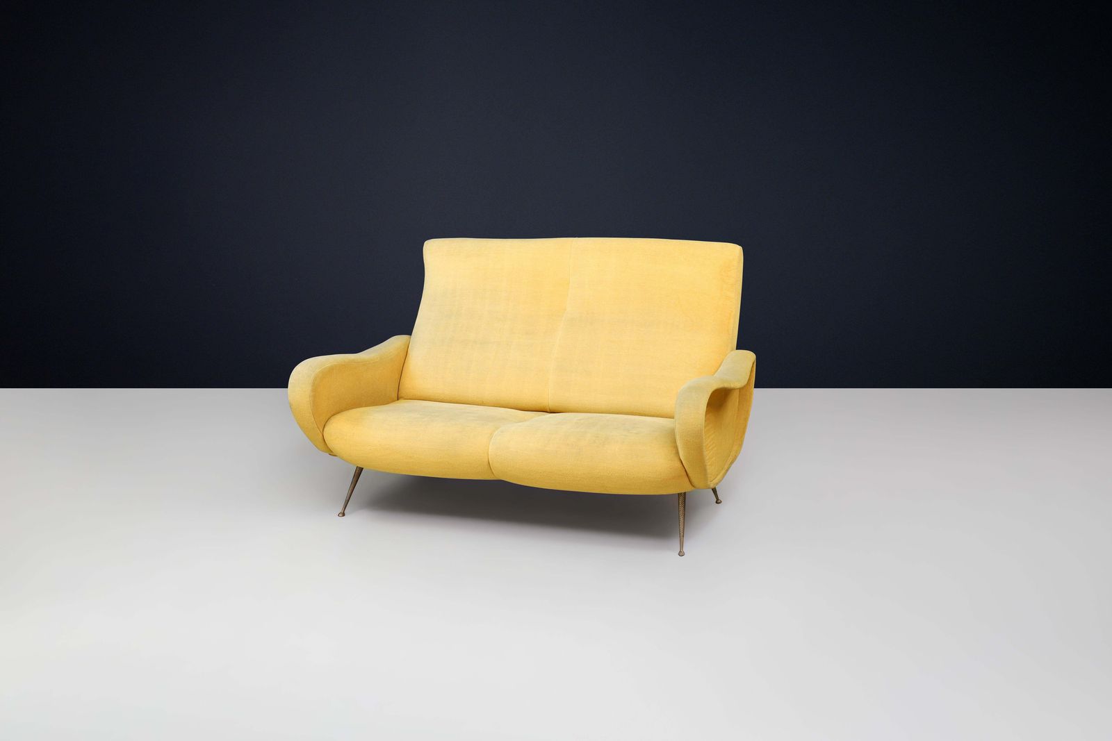 Mid Century Marco Zanuso Lady Divano Sofa With Original Ocher Yellow Upholstery photo for sale