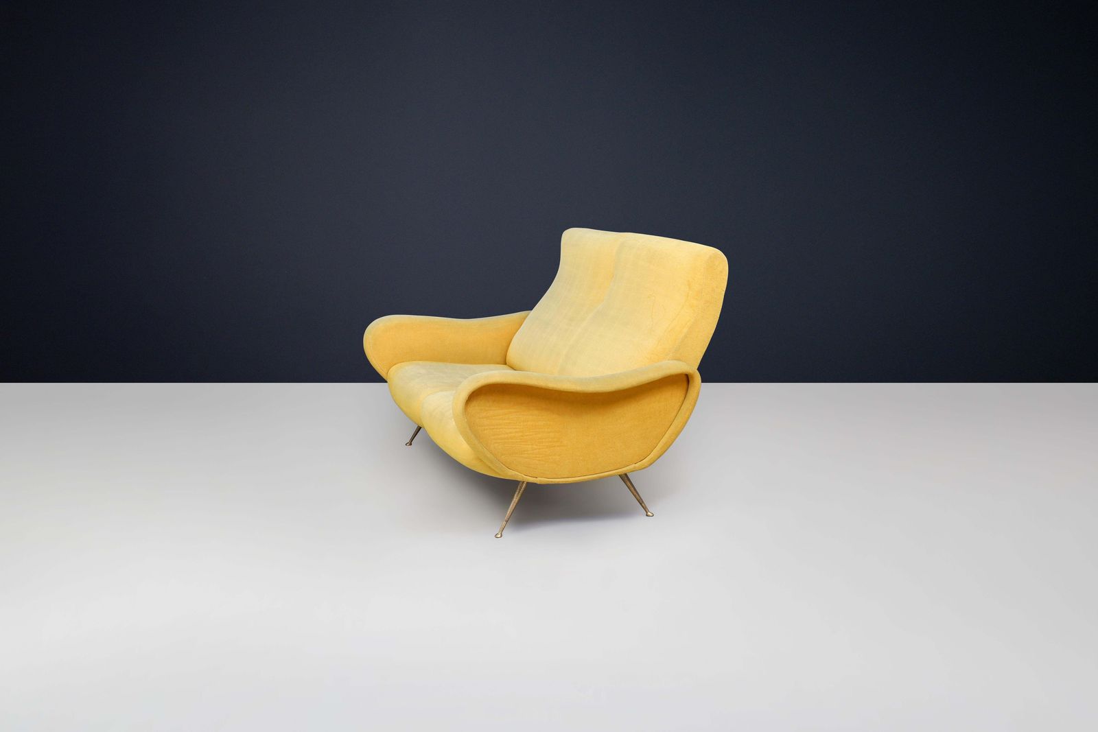 photo furniture Mid Century Marco Zanuso Lady Divano Sofa With Original Ocher Yellow Upholstery