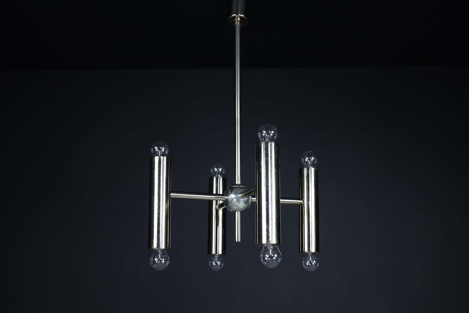 1 Of 6 Minimalistic Design Geometric Chandeliers In Chrome, Germany, 1970s photo furniture