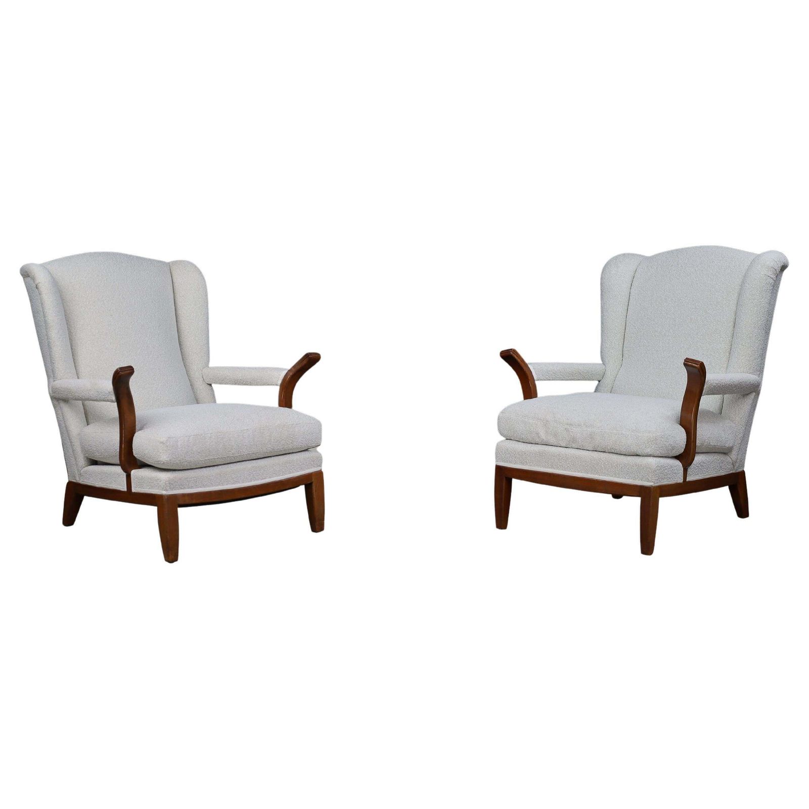 1930s French Wingback Lounge Chairs In The Style Of Guillerme Et Chambron
