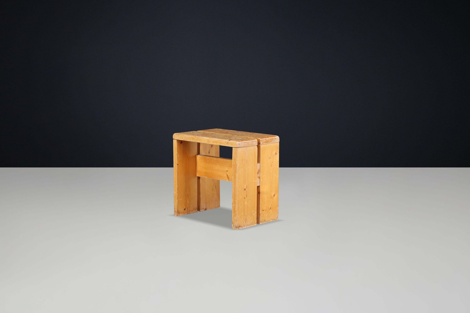 Charlotte Perriand Mid Century Pine Stool, Les Arcs Ski Resort, 1960s photo for sale