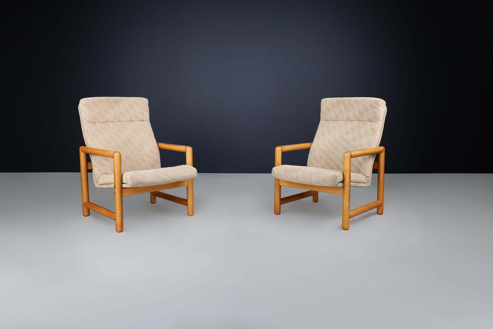 Pair Of 1970s Ton Beechwood Lounge Chairs With Original Upholstery photo furniture