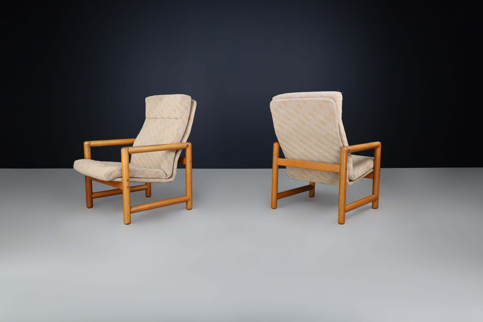 Pair Of 1970s Ton Beechwood Lounge Chairs With Original Upholstery photo Furniture