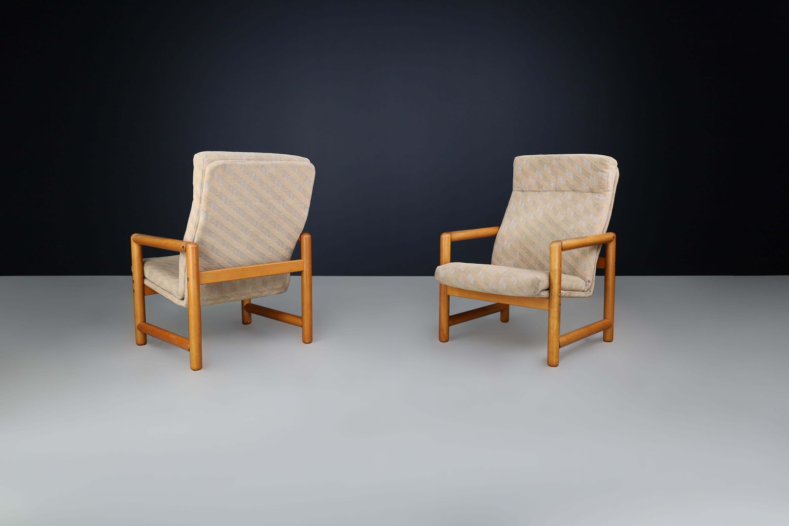 Pair Of 1970s Ton Beechwood Lounge Chairs With Original Upholstery photo buy