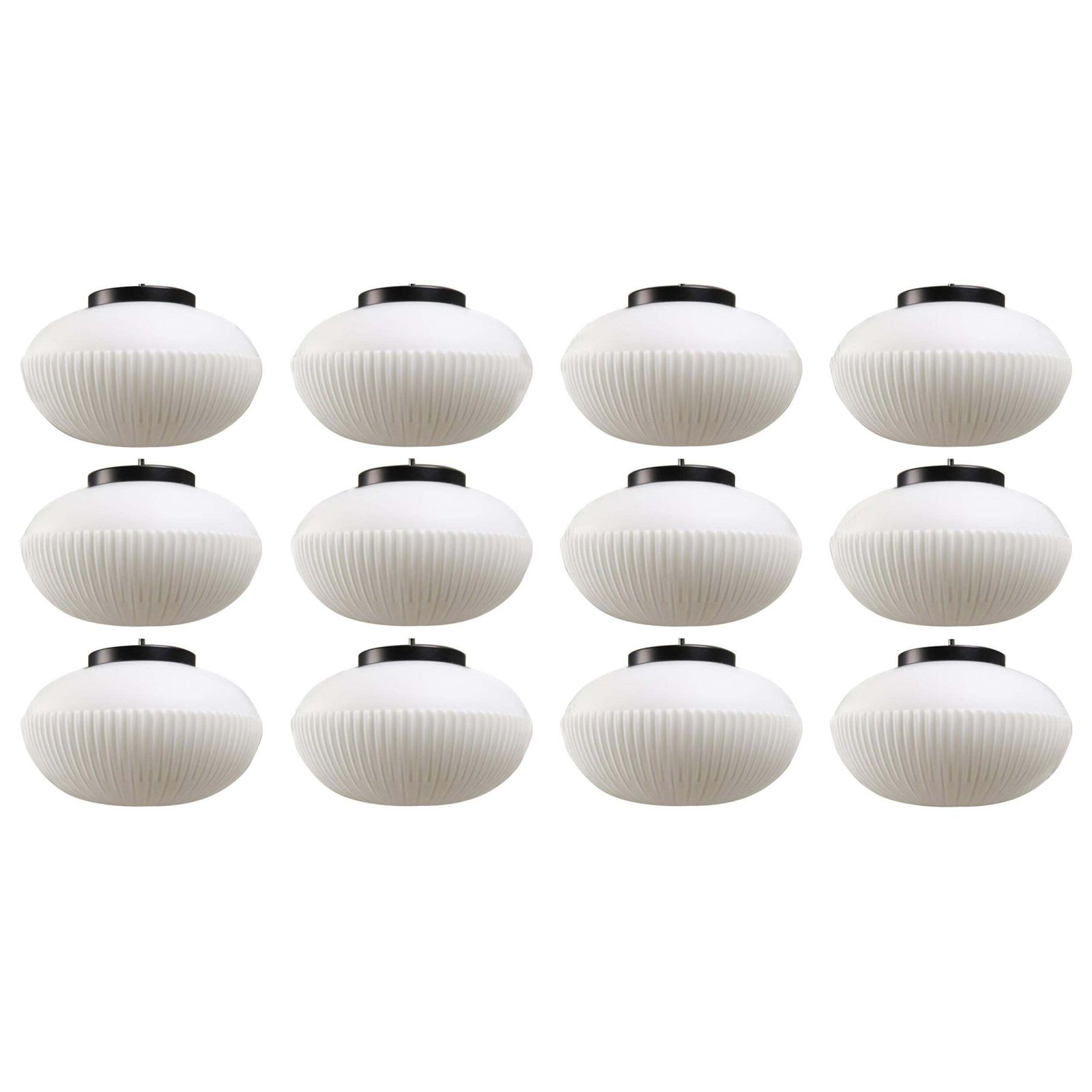 Large Set Of Midcentury Opaline Glass Pendants, Europe, 1960s