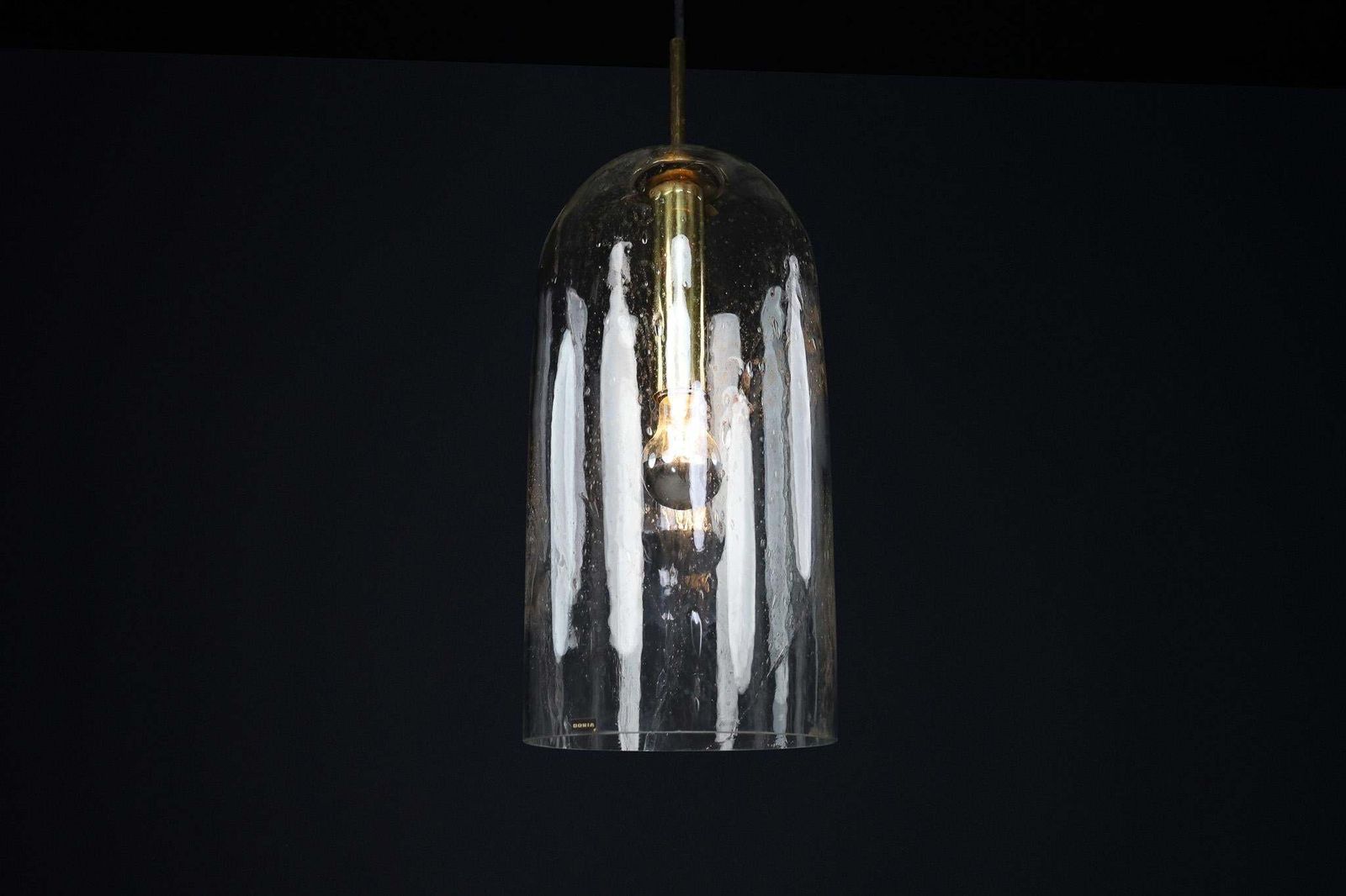 Mid Century Modern Glass And Brass Pendants By Doria Leuchten, Germany 1970s photo Lighting