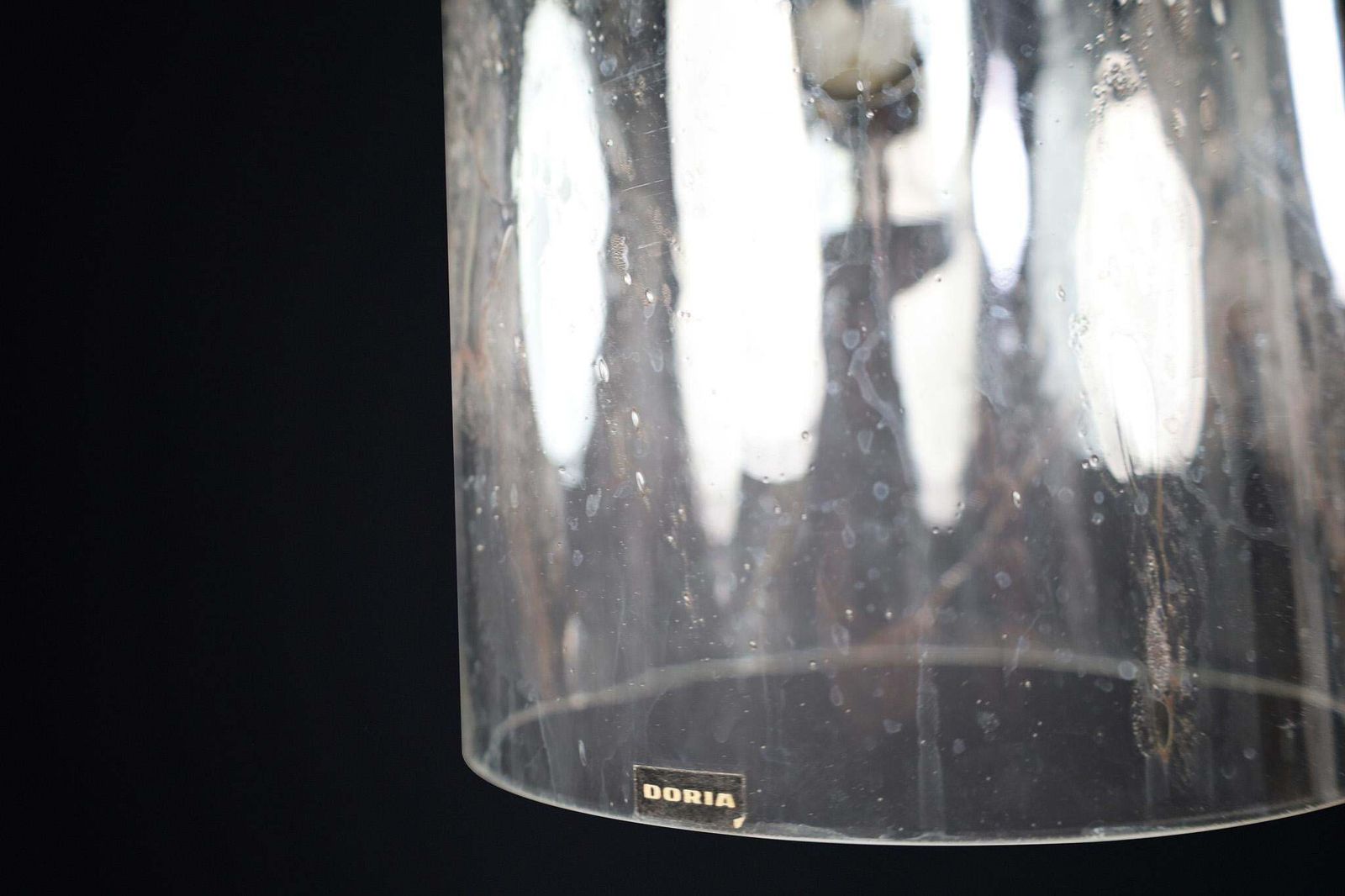 Mid Century Modern Glass And Brass Pendants By Doria Leuchten, Germany 1970s photo vintage
