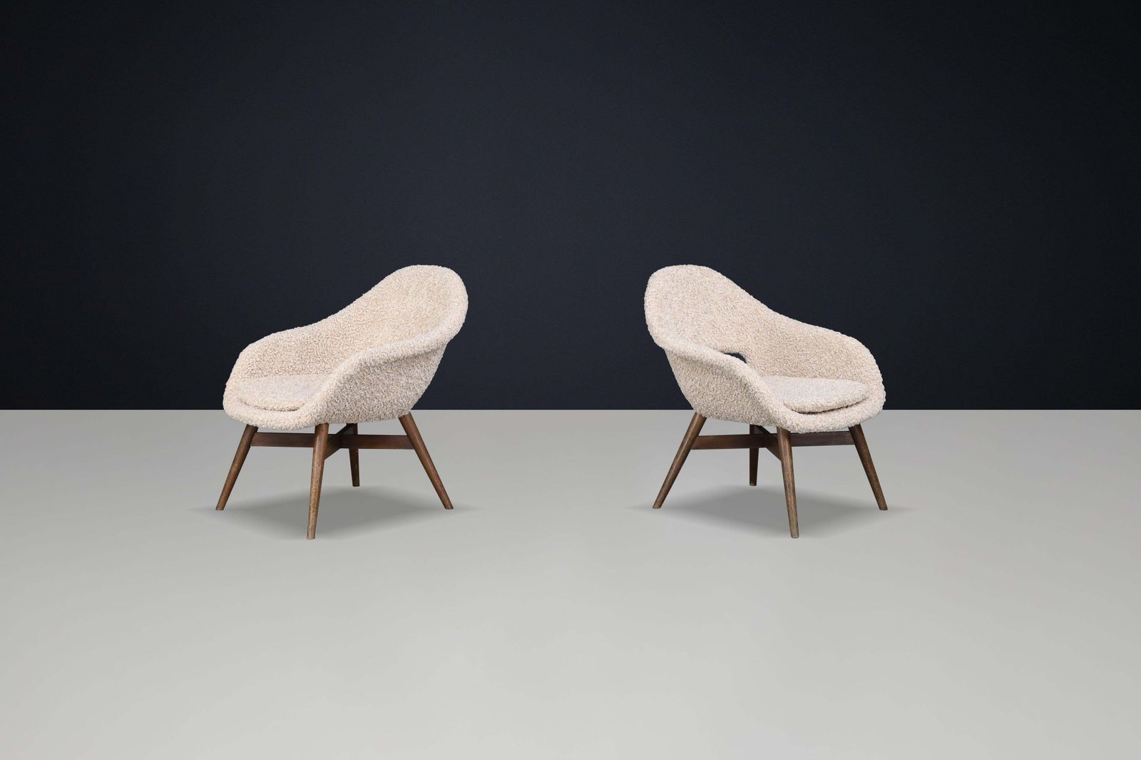 Set Of 2 Sculptural Mid Century Lounge Chairs By Miroslav Navrátil, 1960s photo Furniture