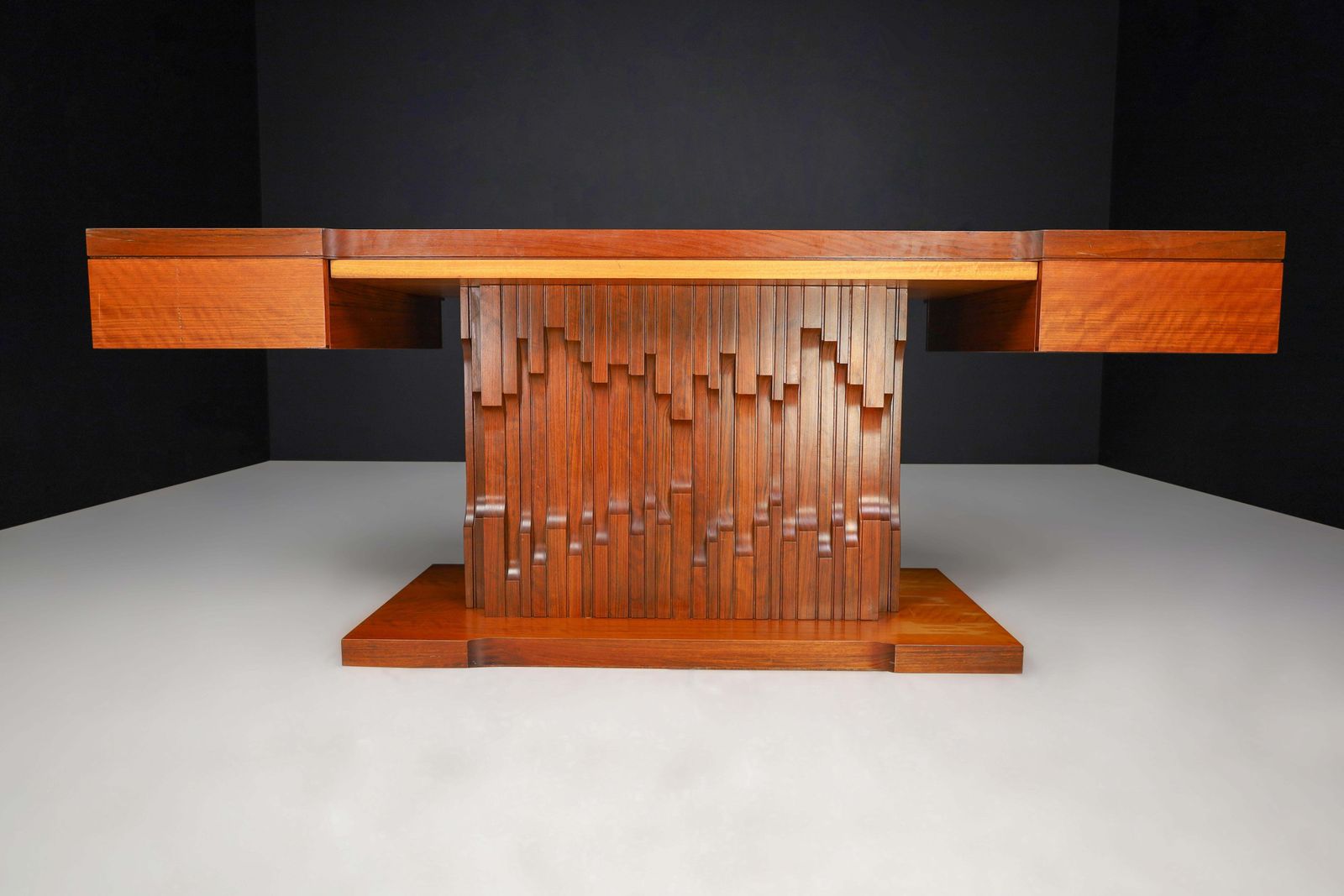 Luciano Frigerio Presidential Writing Desk In Walnut, Italy 1970s photo furniture