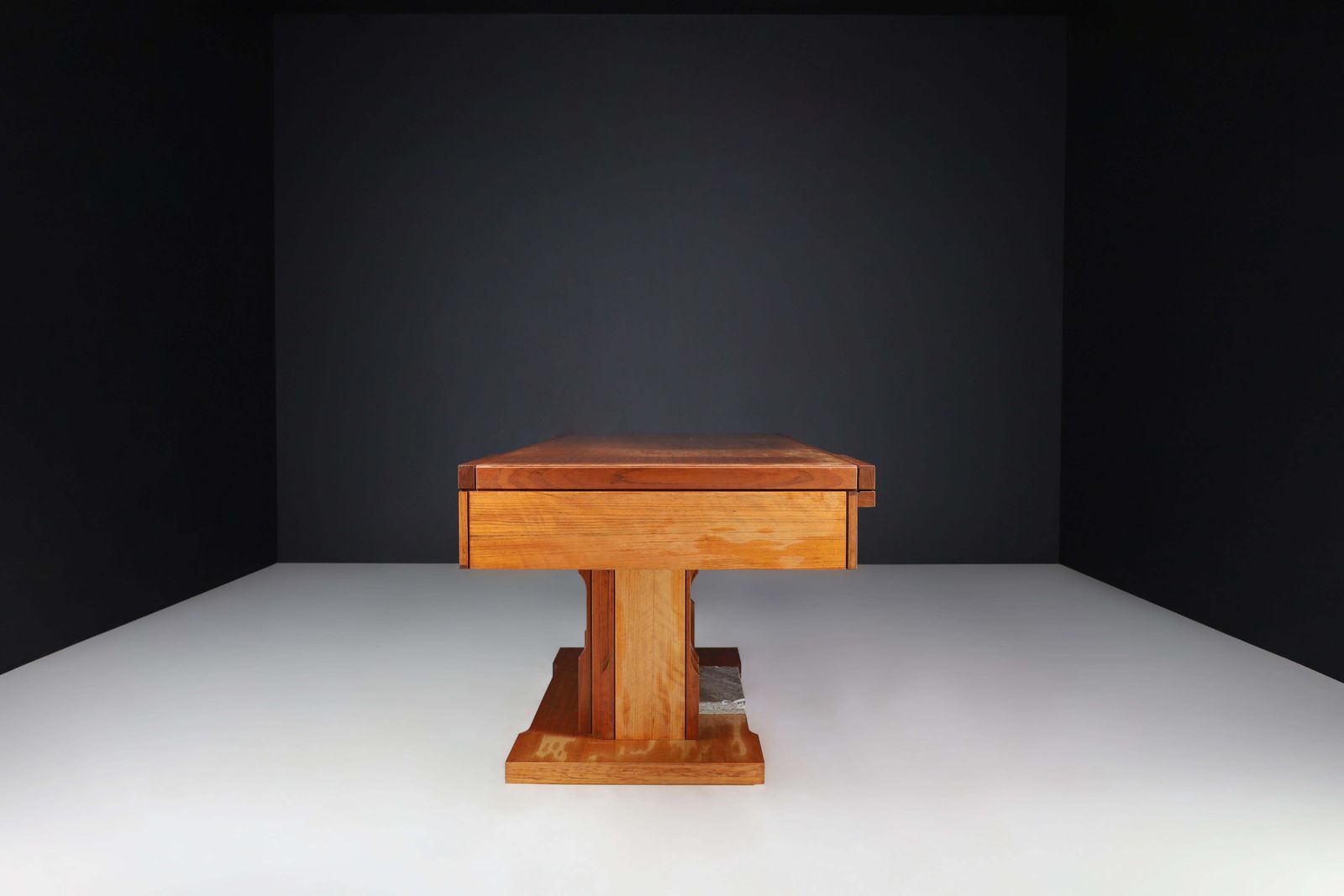 photo furniture Luciano Frigerio Presidential Writing Desk In Walnut, Italy 1970s