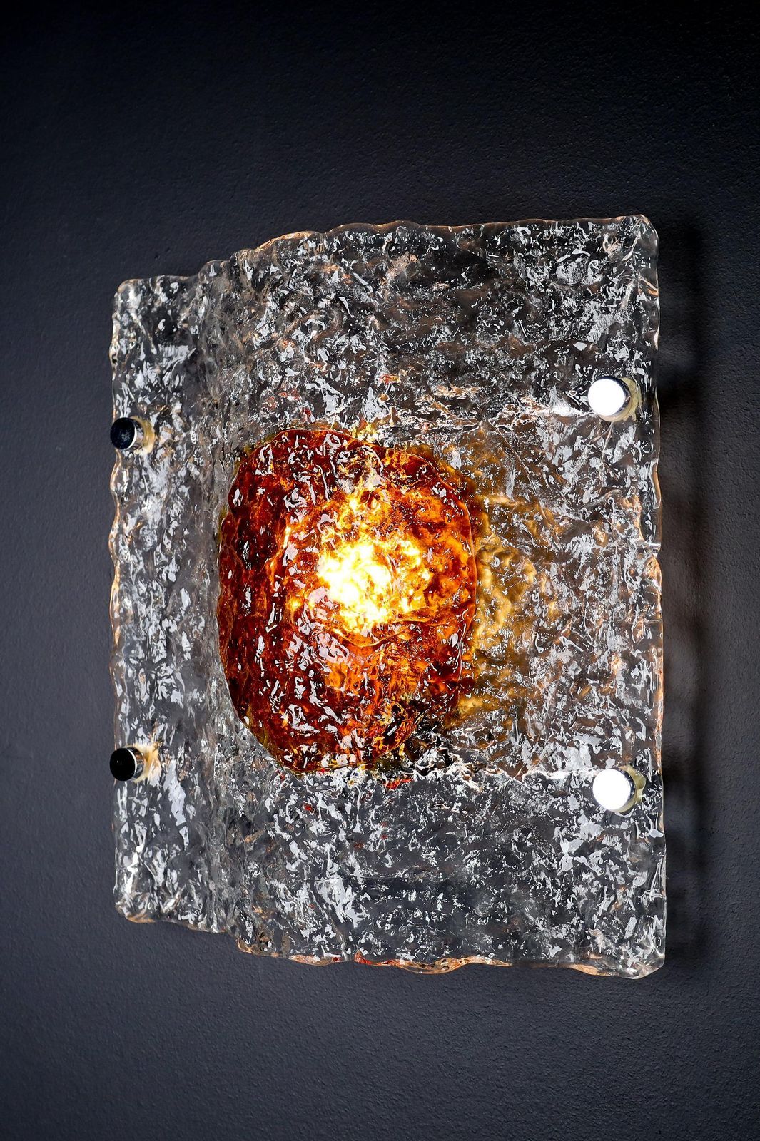 Lighting Mid Century Modern Sconces In Murano Glass By Mazzega Made In Italy 1970s photo