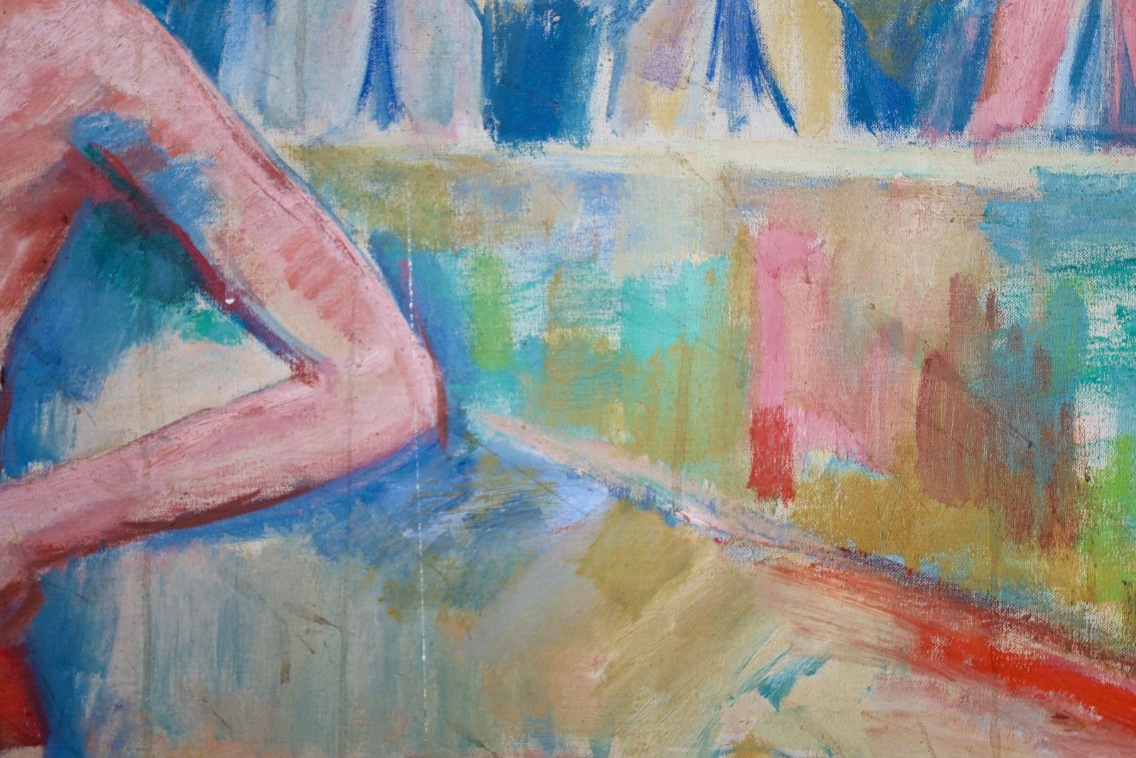 photo vinterior Monumental Modernist Painting ‘Swimmers’ By Urbanek, Prague 1963