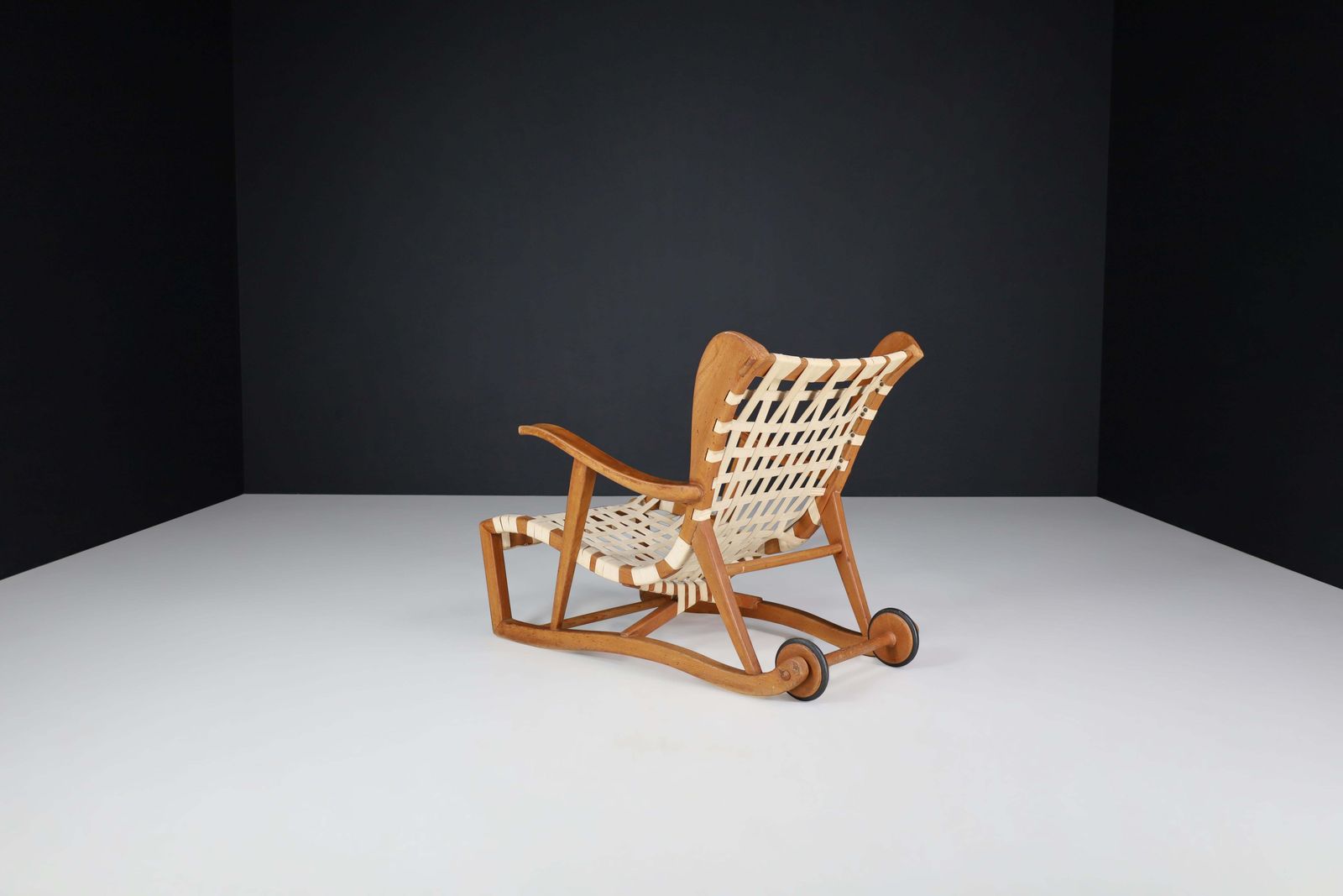 photo for sale Sculptural Oak Lounge Chair By Guglielmo Pecorini, Italy, The 1950s