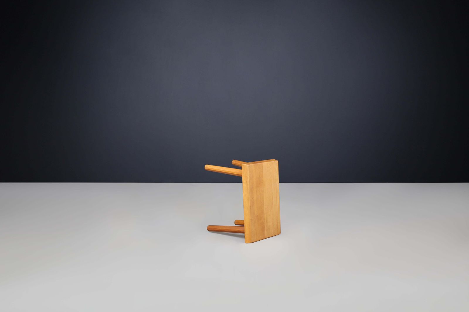 Mid Century Pierre Chapo Style Elmwood Four Legged Stool, France 1950s photo Furniture