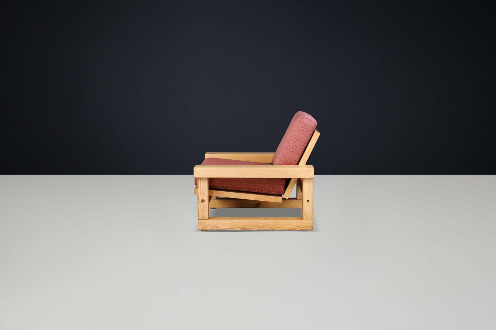 Mid Century Modern Solid Pine Lounge Chair, France, 1970s photo vinterior