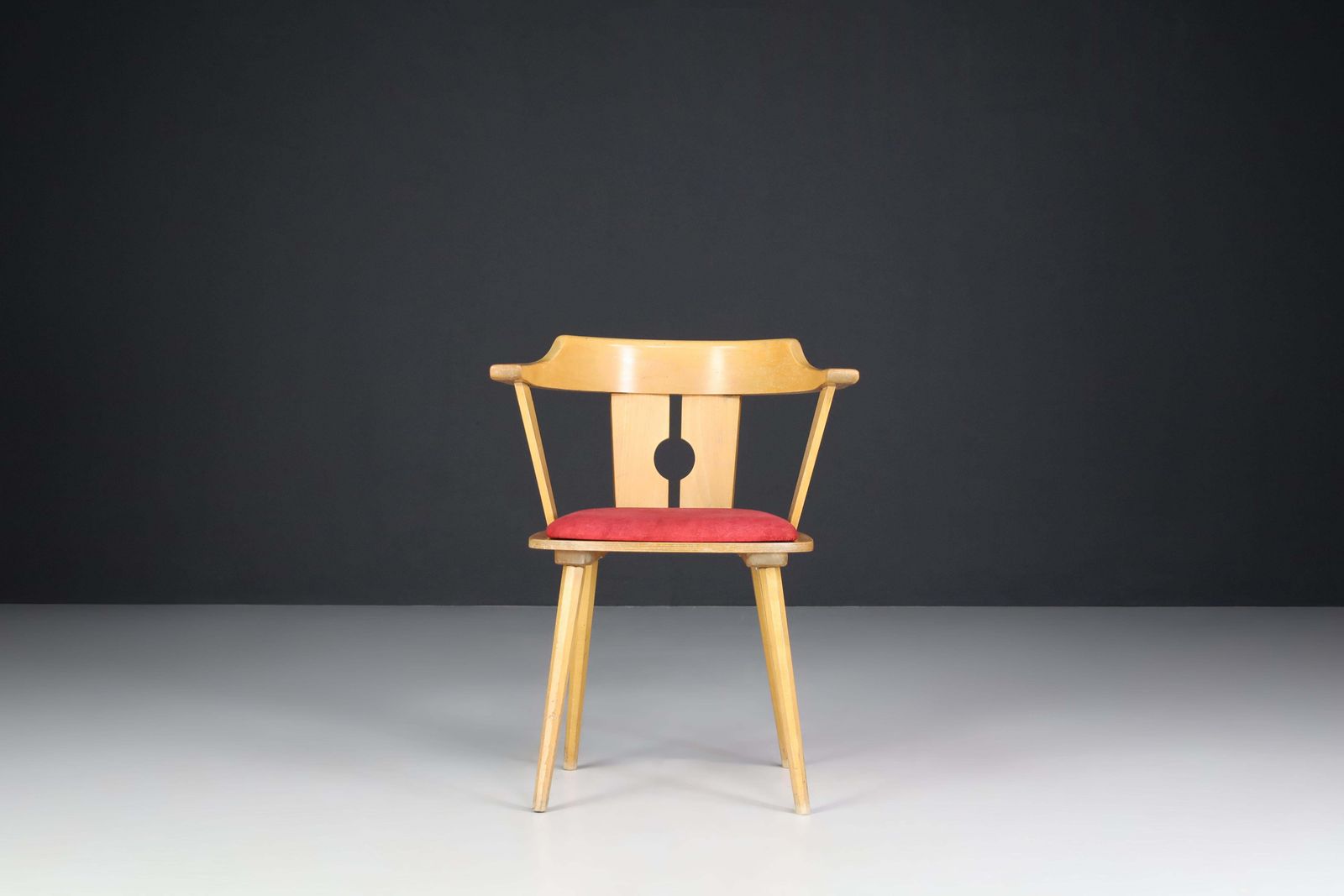 Large Set/12 Of Dining Arm Chairs In Beech And Original Upholstery, France 1960s photo furniture